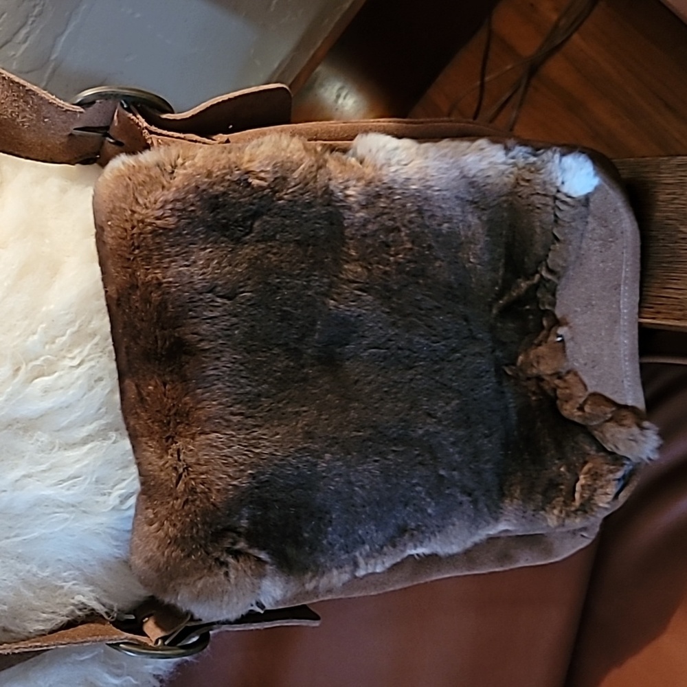 Fur-flap Suede Purse